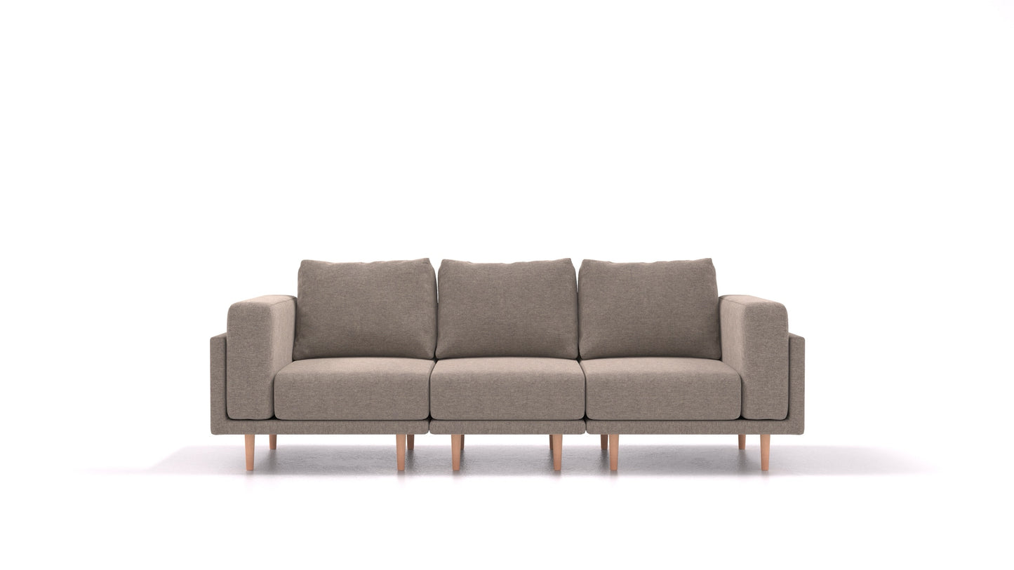 Clooods 3S, modularna sjedeća garnitura FEYDOM u tkanini Velare ET-14 Middle Grey, svijetle noge