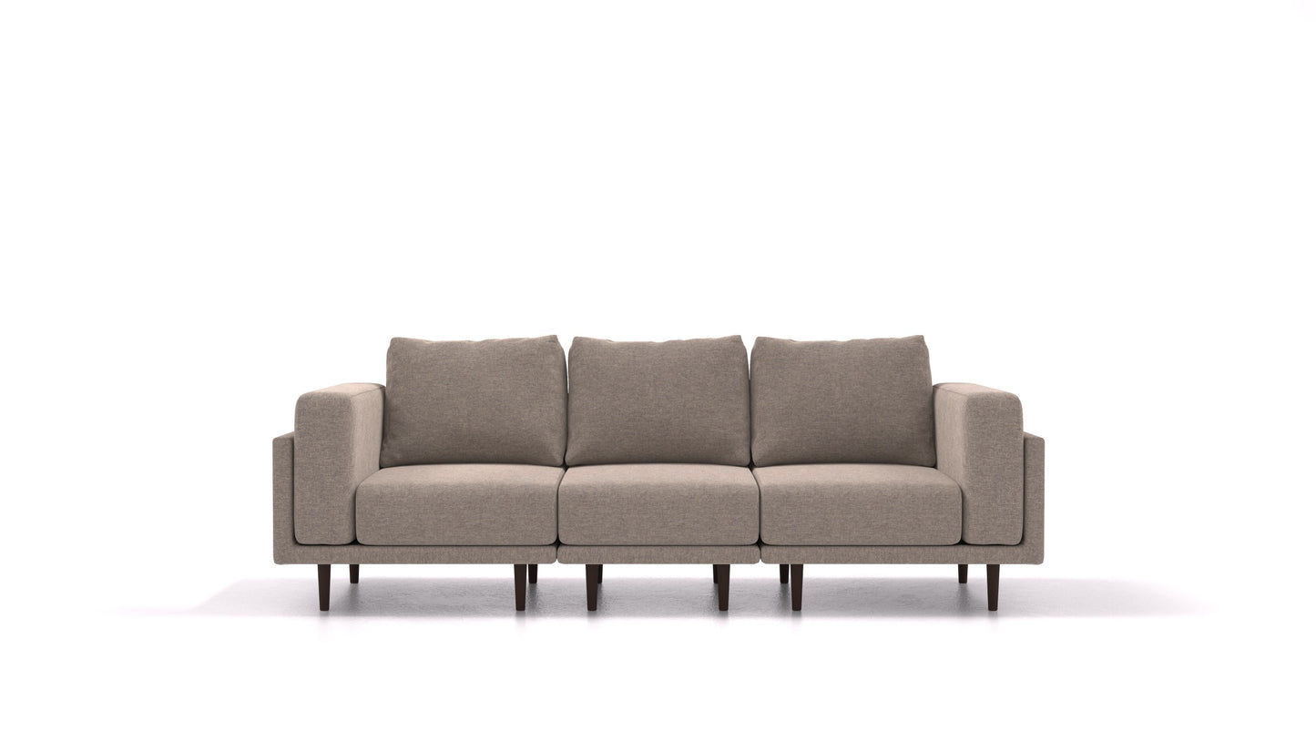 Clooods 3S, modularna sjedeća garnitura FEYDOM u tkanini Velare ET-14 Middle Grey, tamne noge