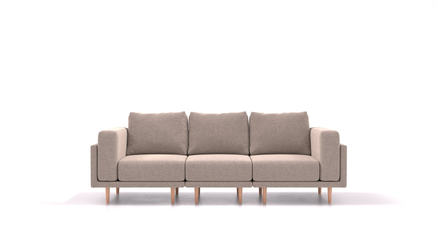 Clooods 3S, modularna sjedeća garnitura FEYDOM u tkanini Velare ET-15 Light Grey, svijetle noge