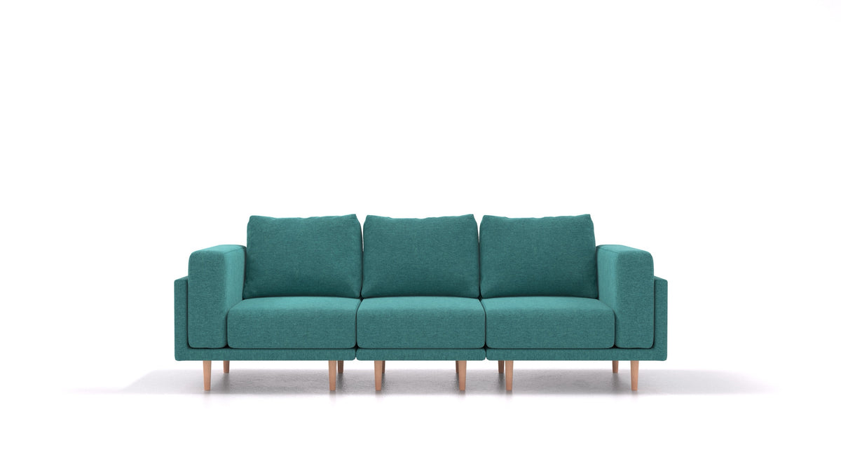 Clooods 3S, modularna sjedeća garnitura FEYDOM u tkanini Velare ET-16 Turquoise, svijetle noge