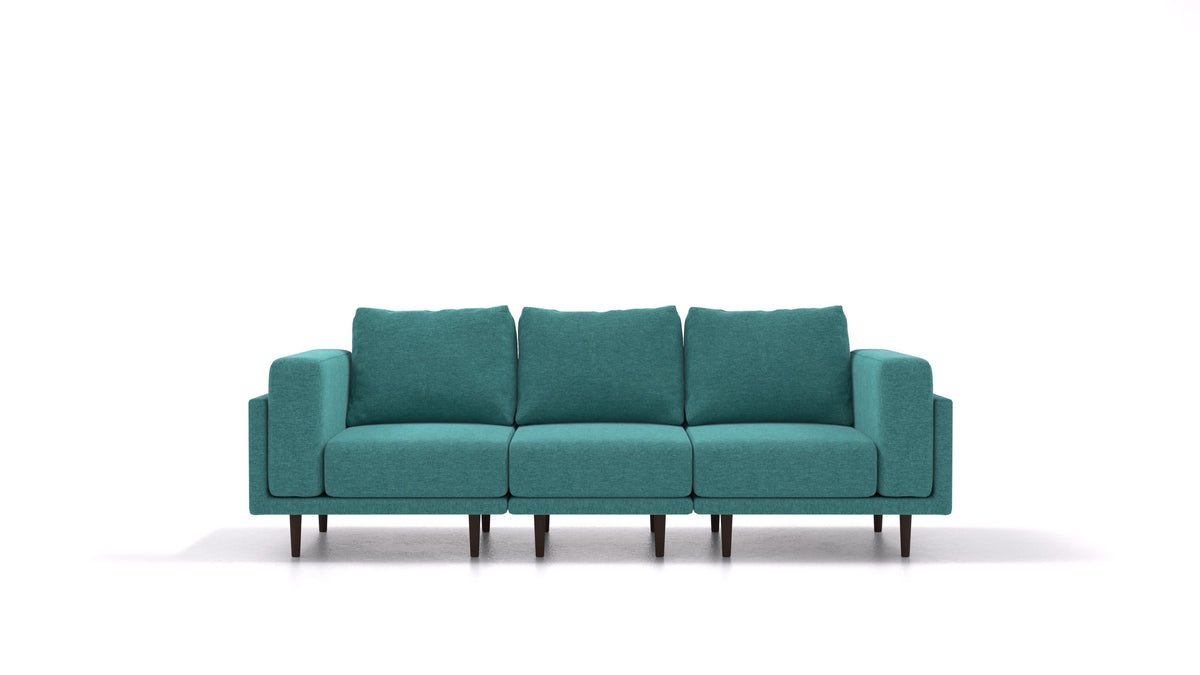 Clooods 3S, modularna sjedeća garnitura FEYDOM u tkanini Velare ET-16 Turquoise, tamne noge