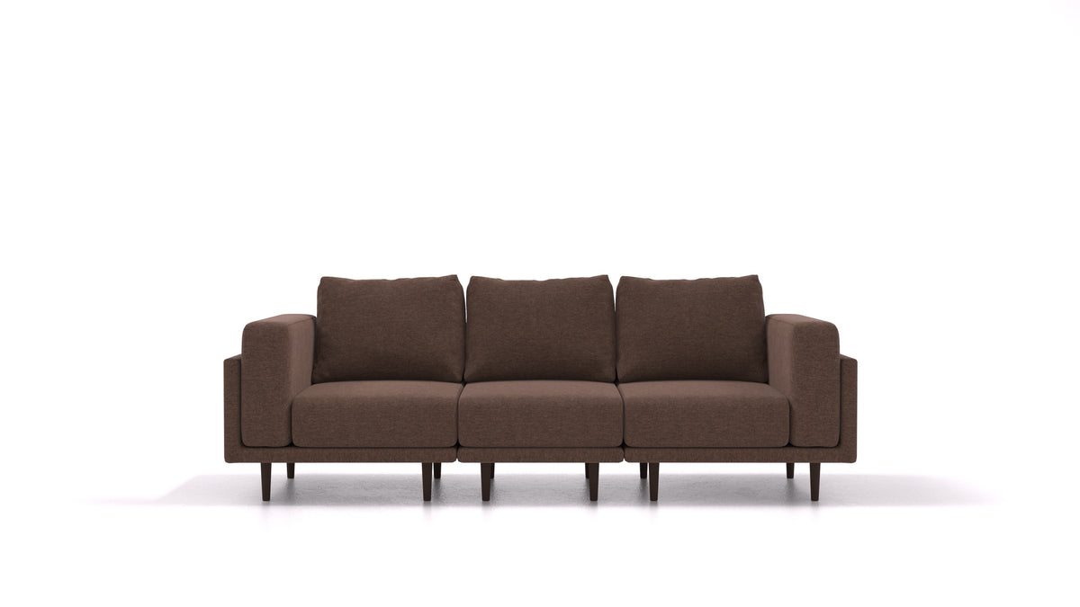 Clooods 3S, modularna sjedeća garnitura FEYDOM u tkanini Velare ET-27 Chocolate, tamne noge