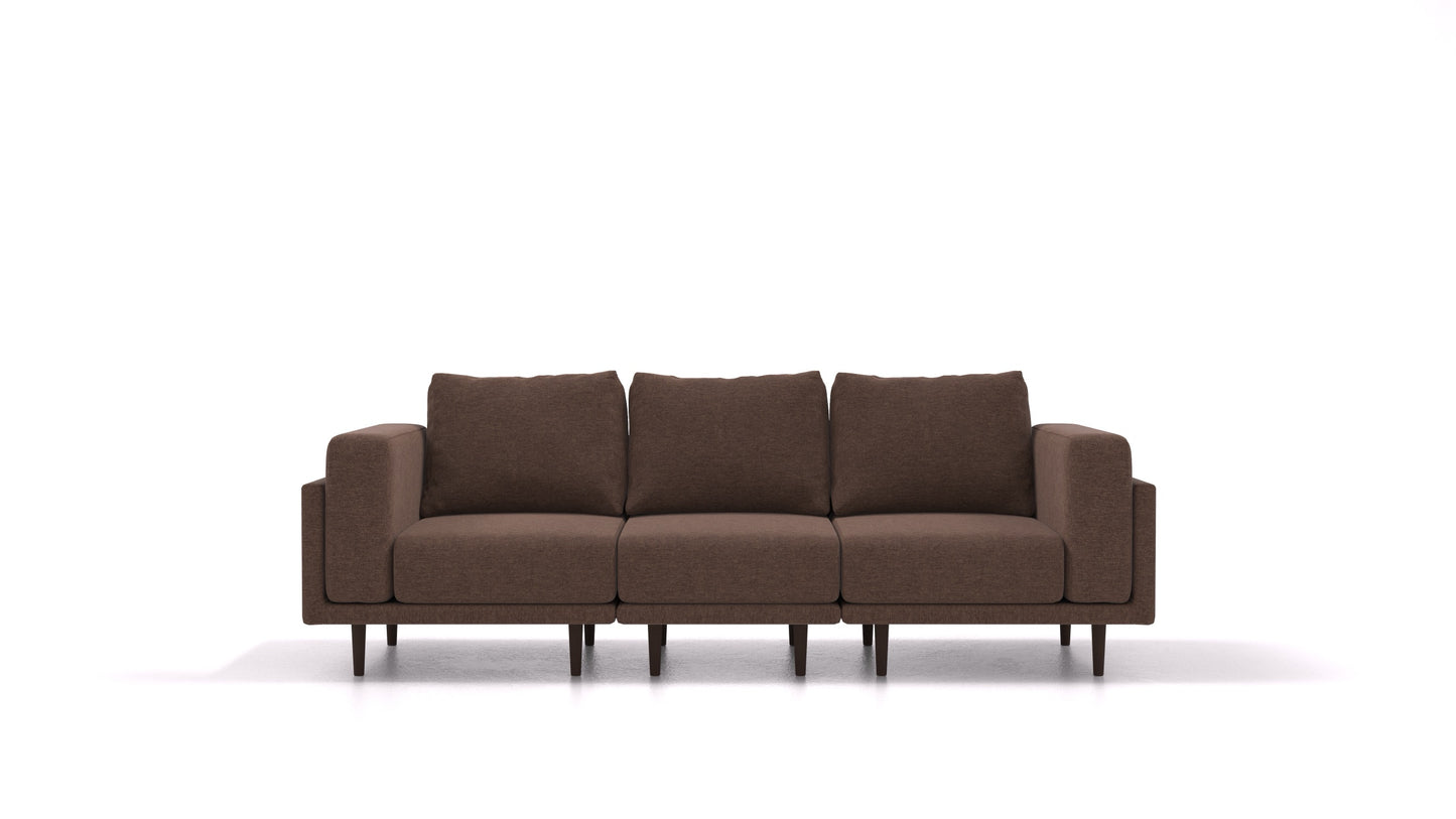 Clooods 3S, modularna sjedeća garnitura FEYDOM u tkanini Velare ET-27 Chocolate, tamne noge