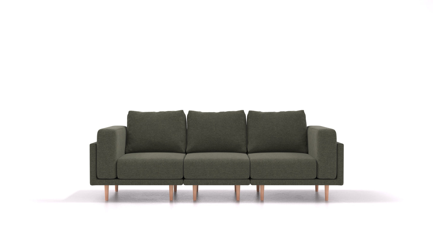 Clooods 3S, modularna sjedeća garnitura FEYDOM u tkanini Velare ET-38 Pine, svijetle noge