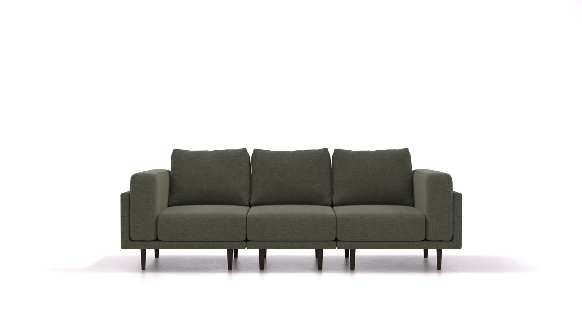 Clooods 3S, modularna sjedeća garnitura FEYDOM u tkanini Velare ET-38 Pine, tamne noge