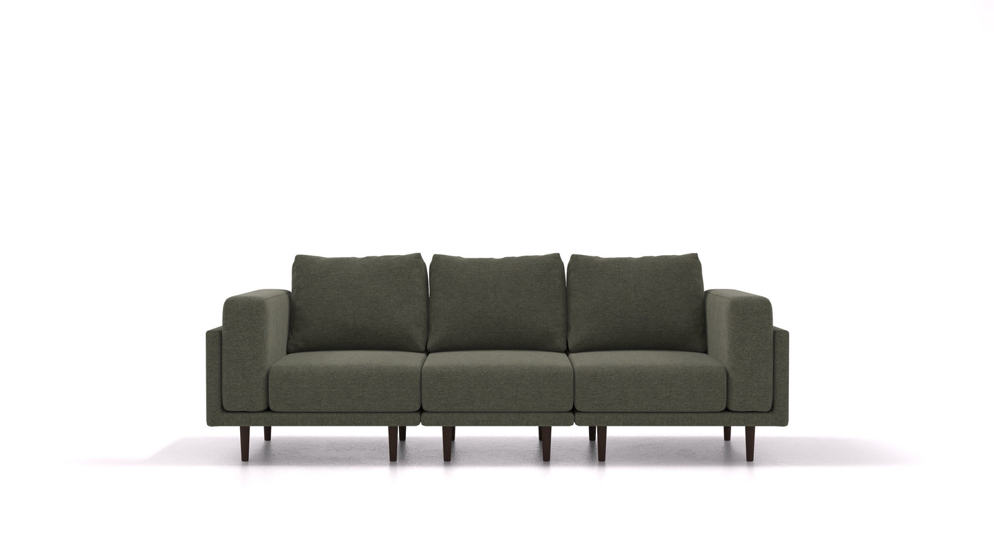 Clooods 3S, modularna sjedeća garnitura FEYDOM u tkanini Velare ET-38 Pine, tamne noge