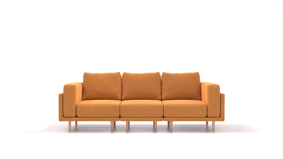 Clooods 3S, modularna sjedeća garnitura FEYDOM u tkanini Velare ET-48 Antic Gold, svijetle noge
