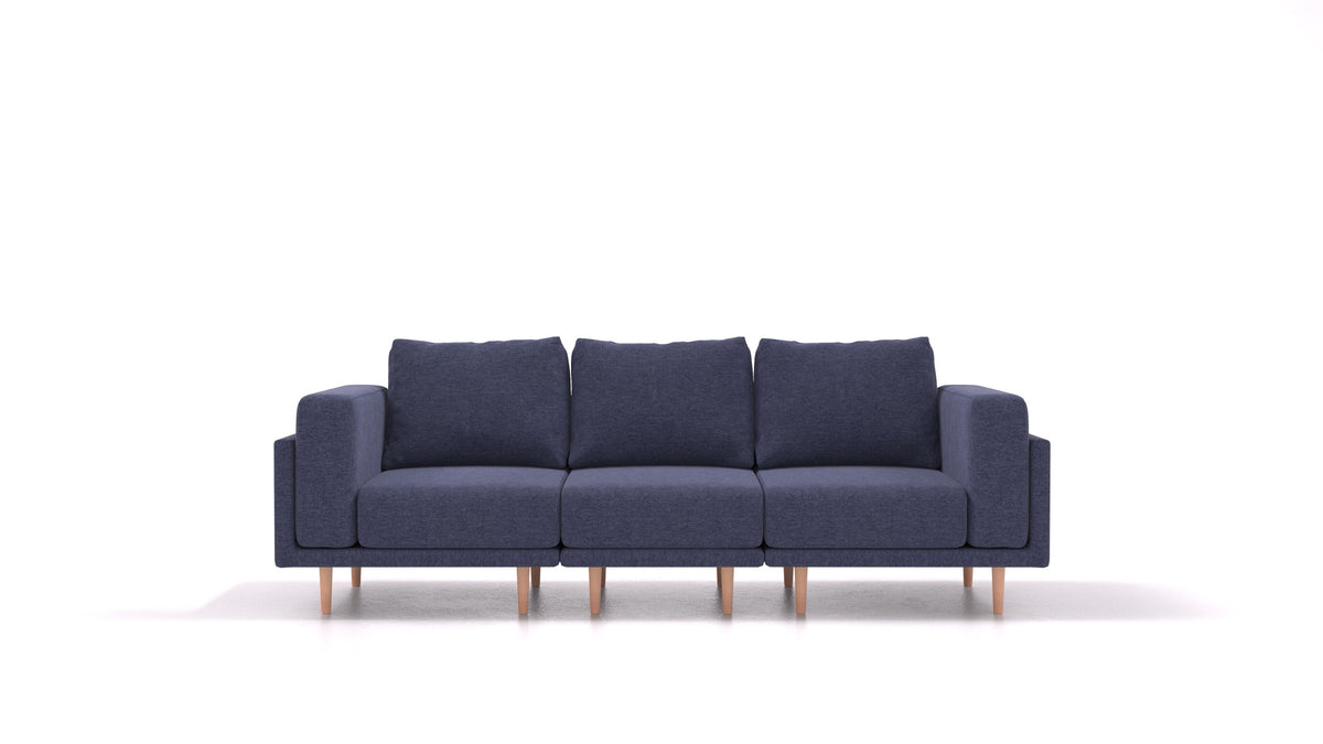 Clooods 3S, modularna sjedeća garnitura FEYDOM u tkanini Velare ET-80 Noble Blue, svijetle noge