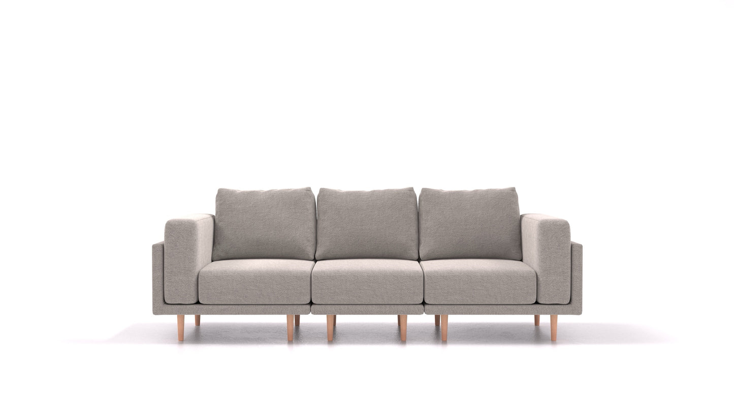 Clooods 3S, modularna sjedeća garnitura FEYDOM u tkanini Phoenix FE-84 Middle Grey, svijetle noge