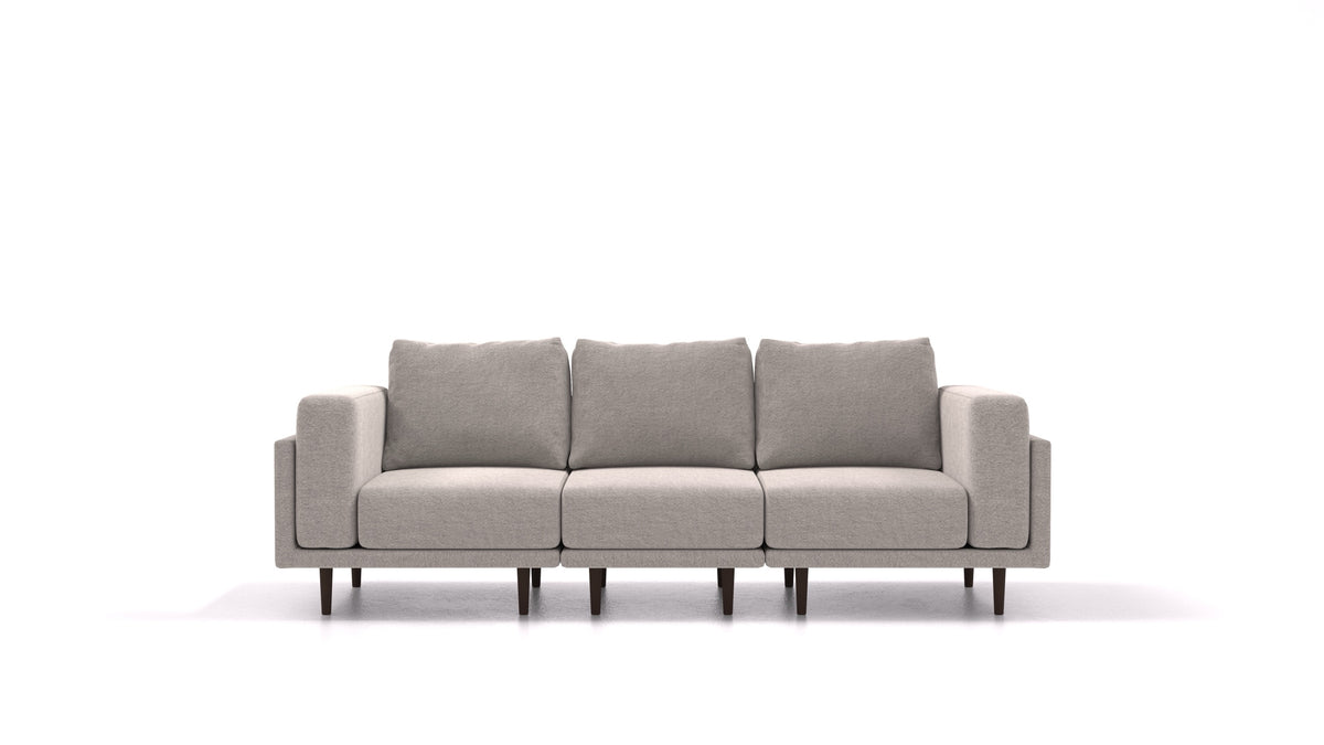 Clooods 3S, modularna sjedeća garnitura FEYDOM u tkanini Phoenix FE-84 Middle Grey, tamne noge