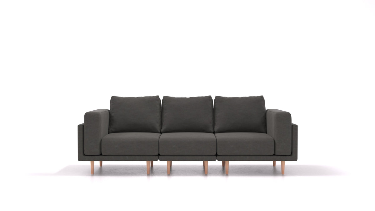 Clooods 3S, modularna sjedeća garnitura FEYDOM u tkanini Mollia FF-12 Dark Grey, svijetle noge