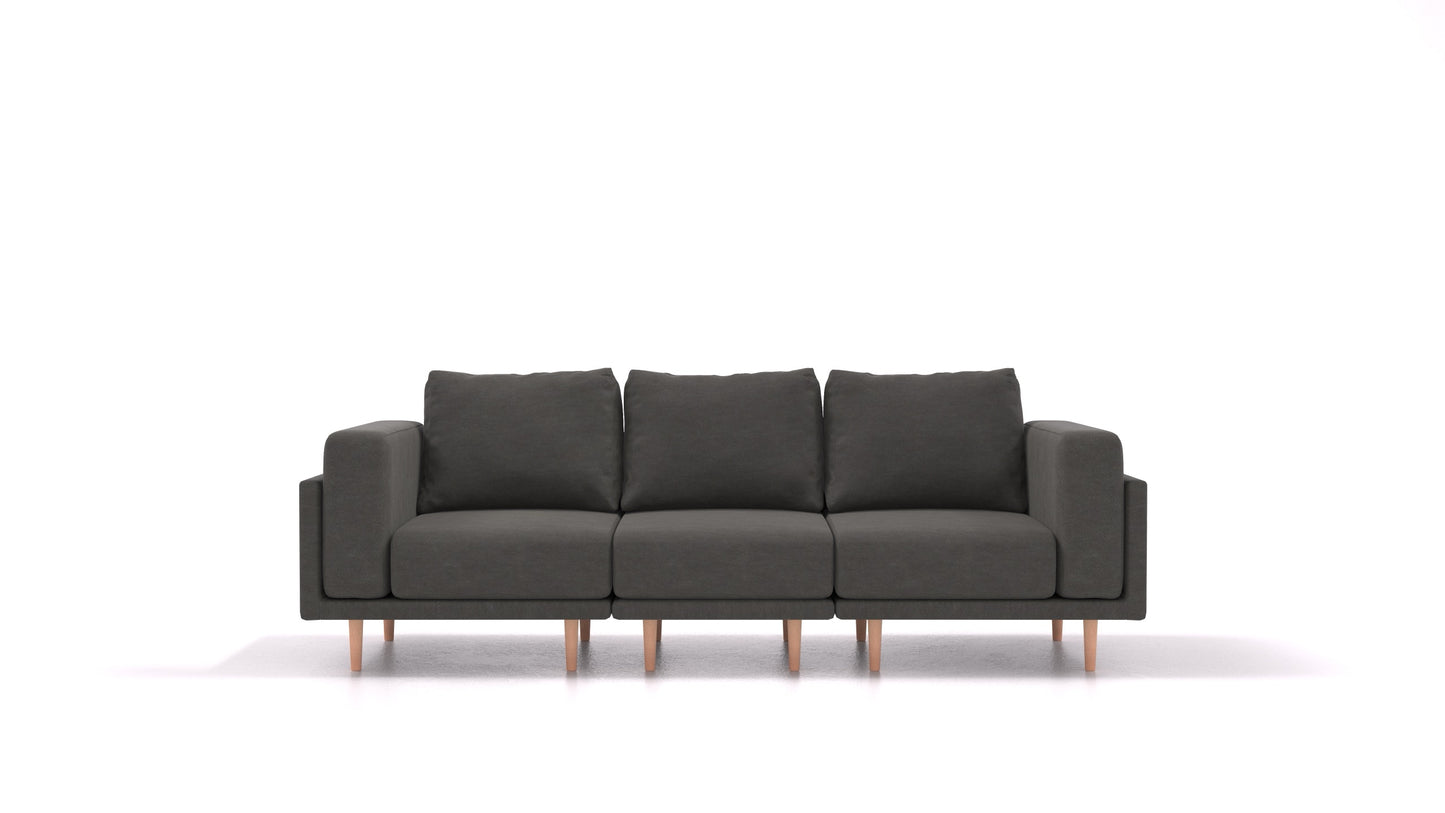 Clooods 3S, modularna sjedeća garnitura FEYDOM u tkanini Mollia FF-12 Dark Grey, svijetle noge