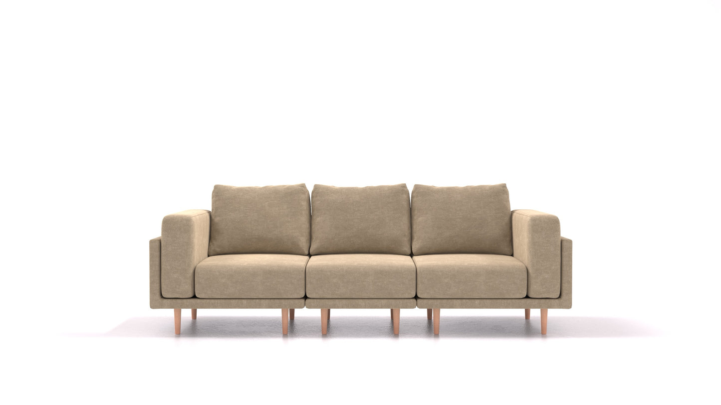 Clooods 3S, modularna sjedeća garnitura FEYDOM u tkanini Mollia FF-13 Cappuccino, svijetle noge