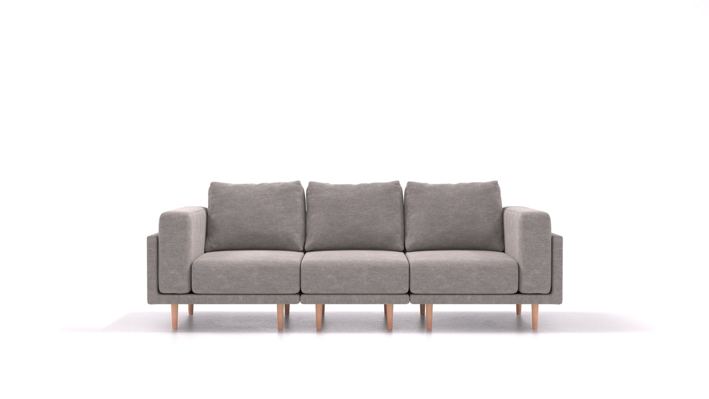 Clooods 3S, modularna sjedeća garnitura FEYDOM u tkanini Mollia FF-14 Middle Grey, svijetle noge