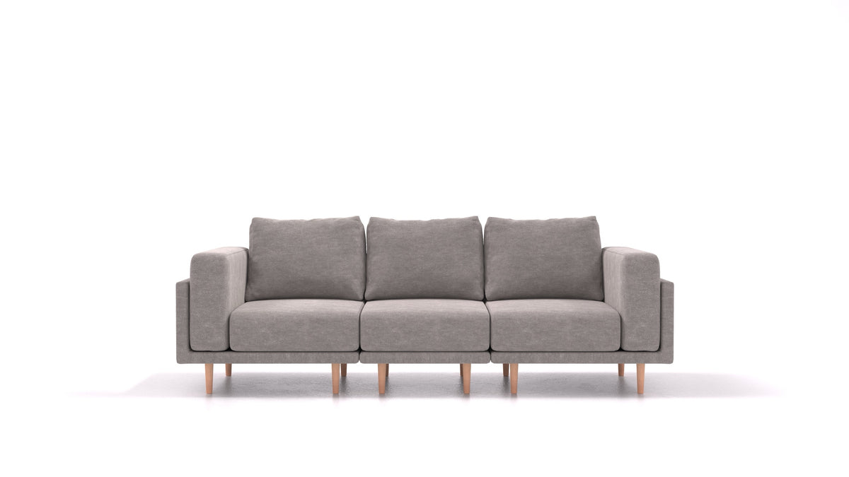 Clooods 3S, modularna sjedeća garnitura FEYDOM u tkanini Mollia FF-14 Middle Grey, svijetle noge