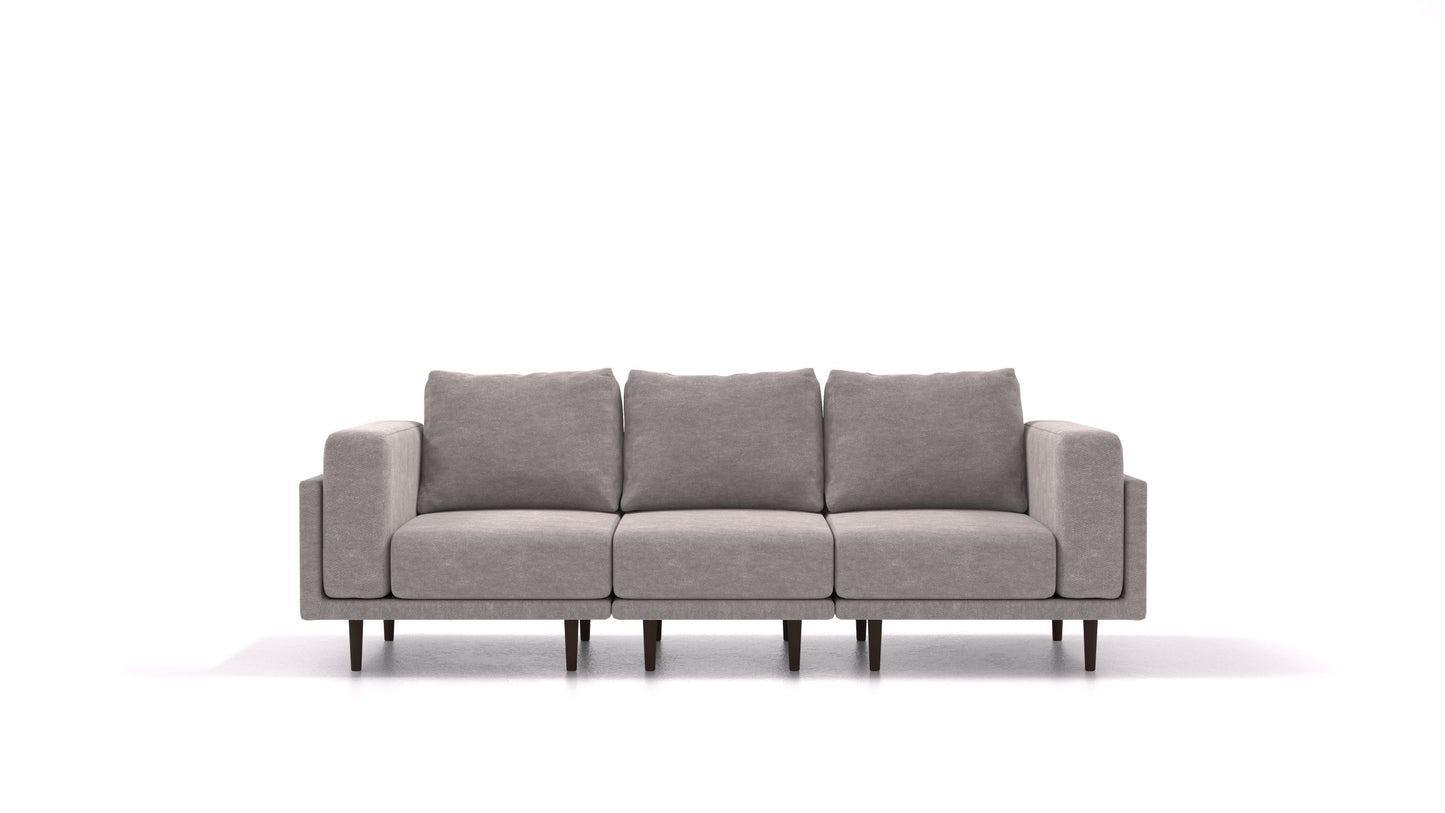 Clooods 3S, modularna sjedeća garnitura FEYDOM u tkanini Mollia FF-14 Middle Grey, tamne noge