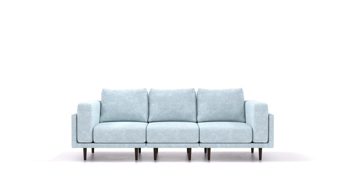 Clooods 3S, modularna sjedeća garnitura FEYDOM u tkanini Mollia FF-19 Pastel Blue, tamne noge