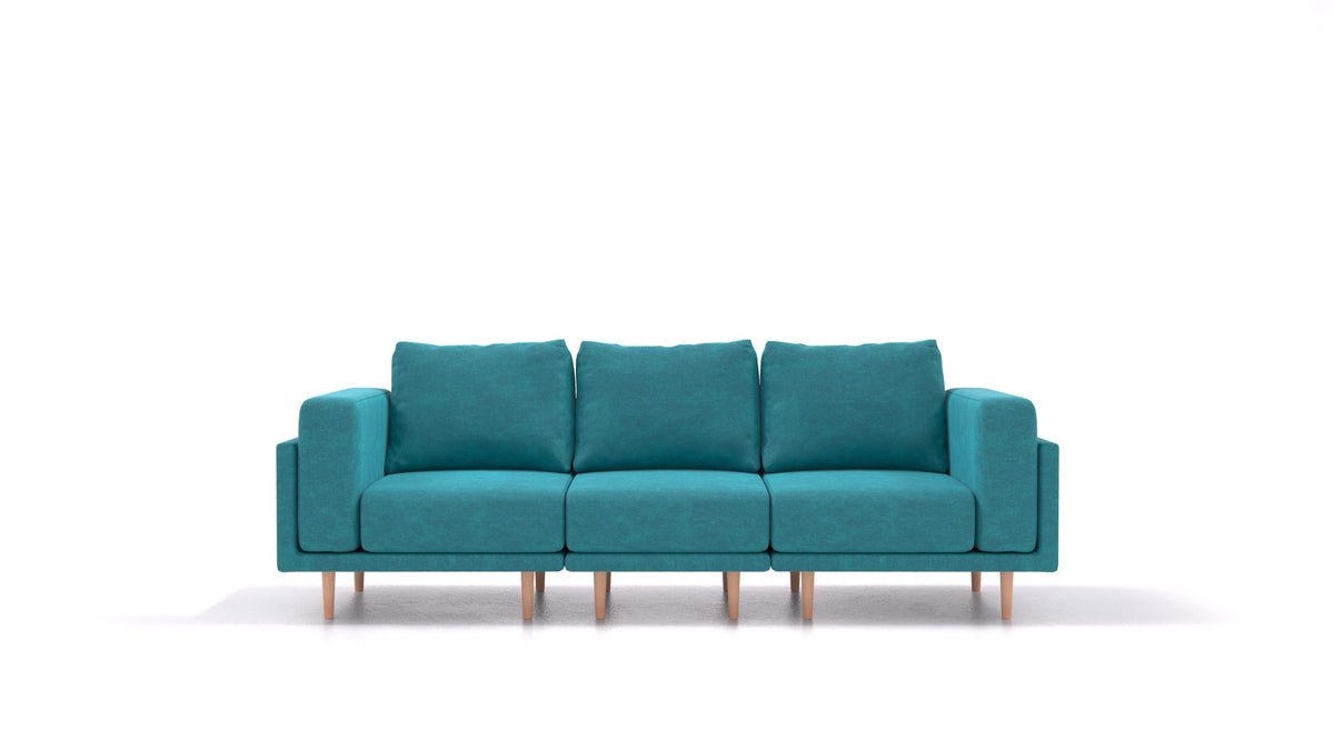 Clooods 3S, modularna sjedeća garnitura FEYDOM u tkanini Mollia FF-20 Turquoise, svijetle noge