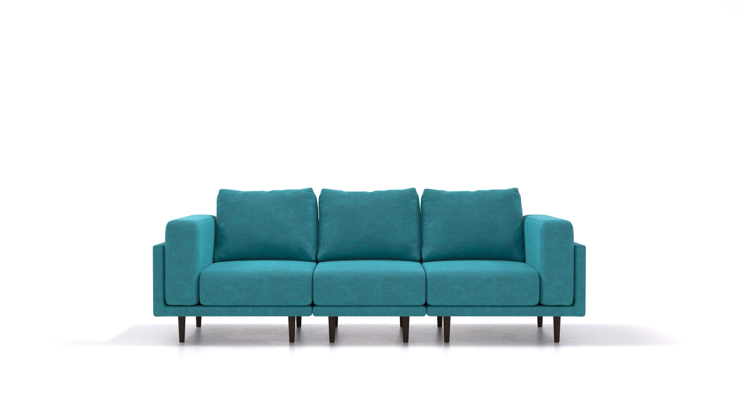 Clooods 3S, modularna sjedeća garnitura FEYDOM u tkanini Mollia FF-20 Turquoise, tamne noge