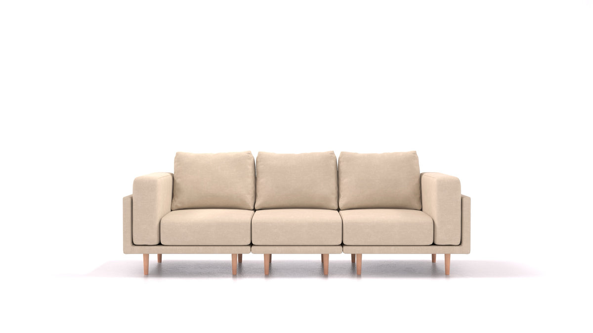 Clooods 3S, modularna sjedeća garnitura FEYDOM u tkanini Mollia HC-03 Honey, svijetle noge