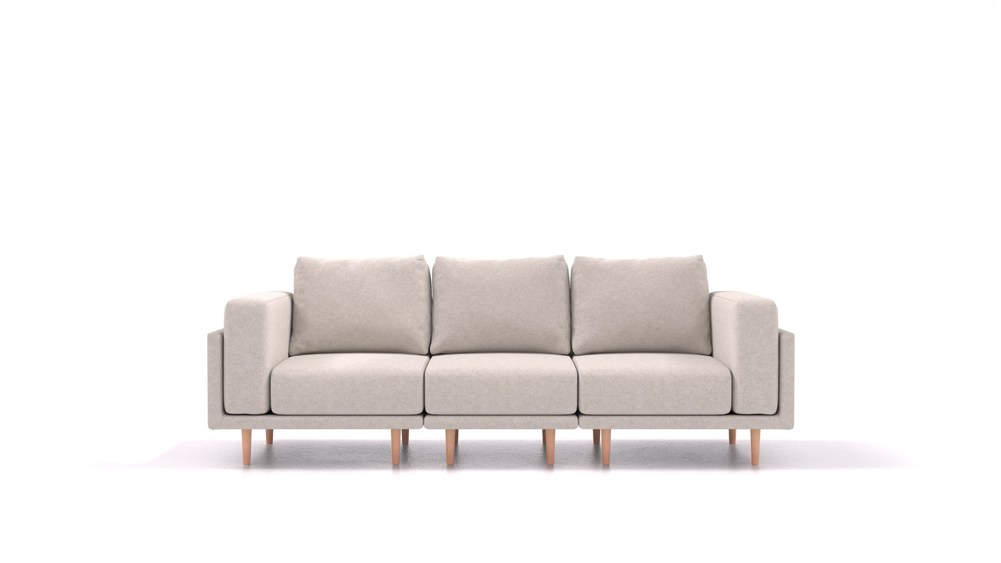 Clooods 3S, modularna sjedeća garnitura FEYDOM u tkanini Icon IC-02 Natur, svijetle noge