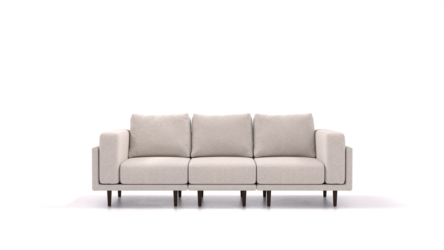 Clooods 3S, modularna sjedeća garnitura FEYDOM u tkanini Icon IC-02 Natur, tamne noge