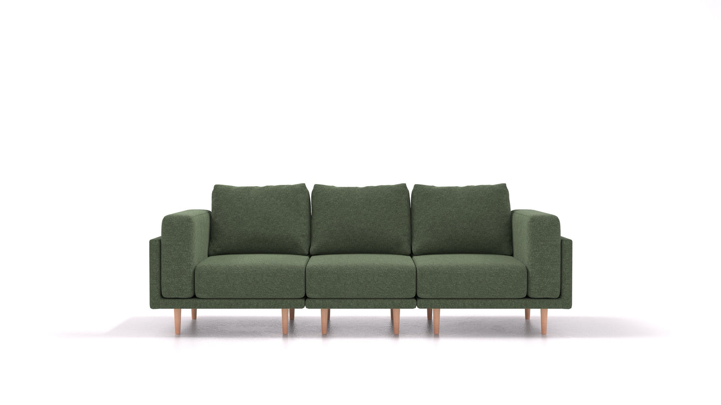 Clooods 3S, modularna sjedeća garnitura FEYDOM u tkanini Icon IC-39 Forest, svijetle noge
