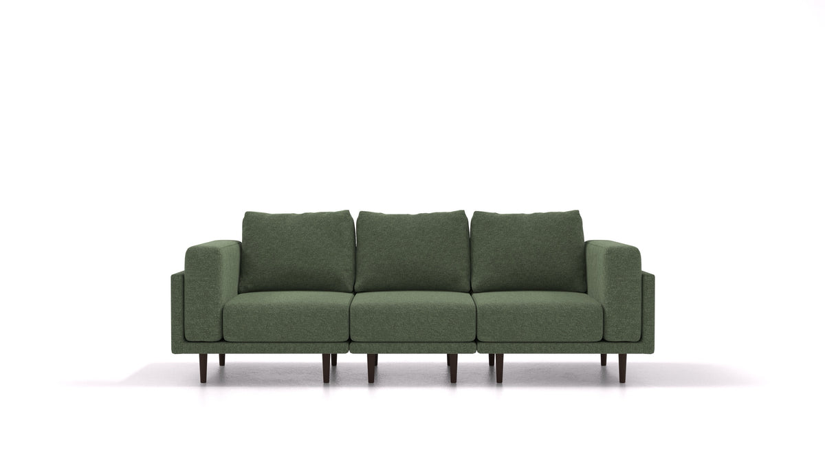 Clooods 3S, modularna sjedeća garnitura FEYDOM u tkanini Icon IC-39 Forest, tamne noge