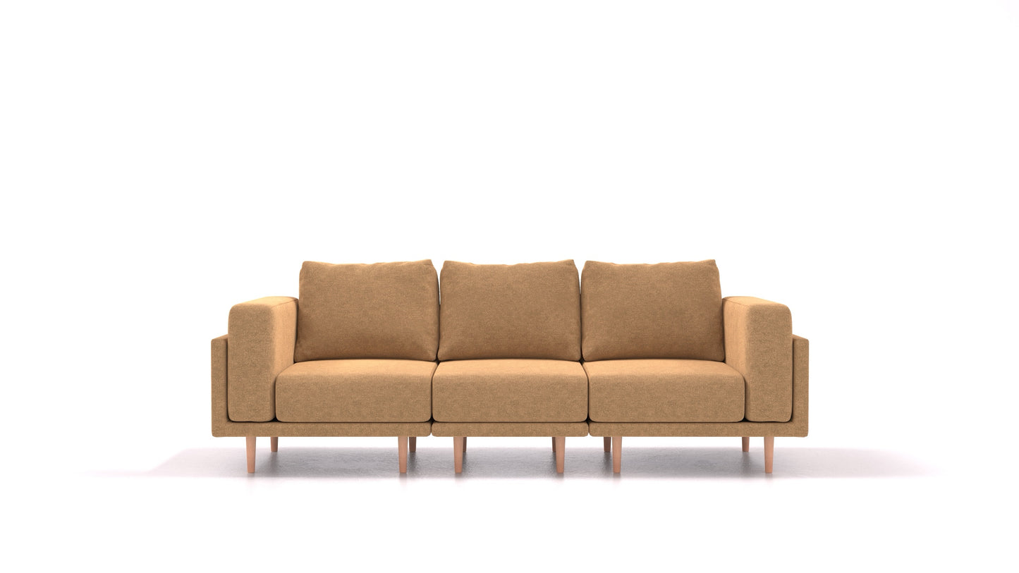 Clooods 3S, modularna sjedeća garnitura FEYDOM u tkanini Icon IC-45 Antic Gold, svijetle noge