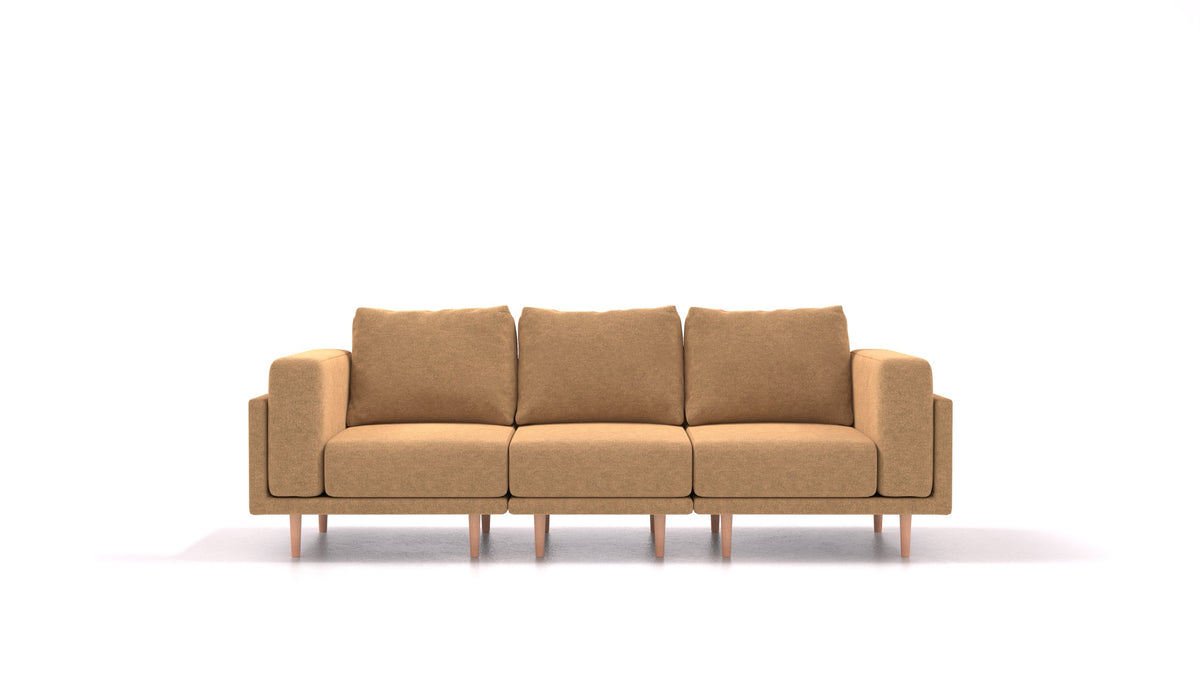 Clooods 3S, modularna sjedeća garnitura FEYDOM u tkanini Icon IC-45 Antic Gold, svijetle noge