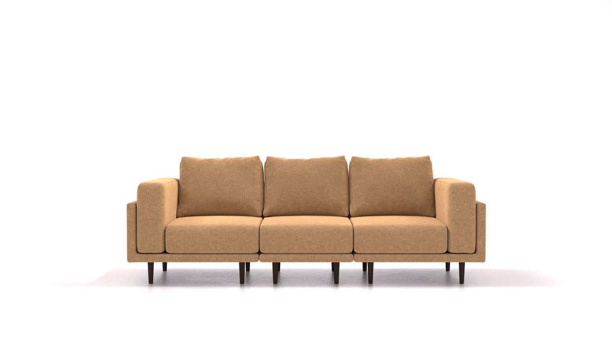 Clooods 3S, modularna sjedeća garnitura FEYDOM u tkanini Icon IC-45 Antic Gold, tamne noge
