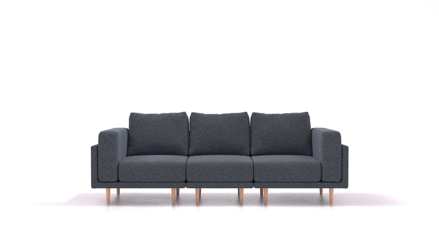 Clooods 3S, modularna sjedeća garnitura FEYDOM u tkanini Icon IC-79 Deep Blue, svijetle noge