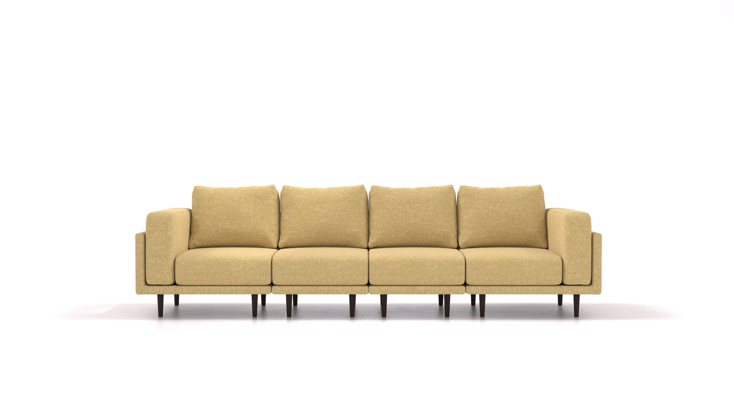 Clooods 4S, modularna sjedeća garnitura FEYDOM u tkanini Alure DE-48 Yellow, tamne noge