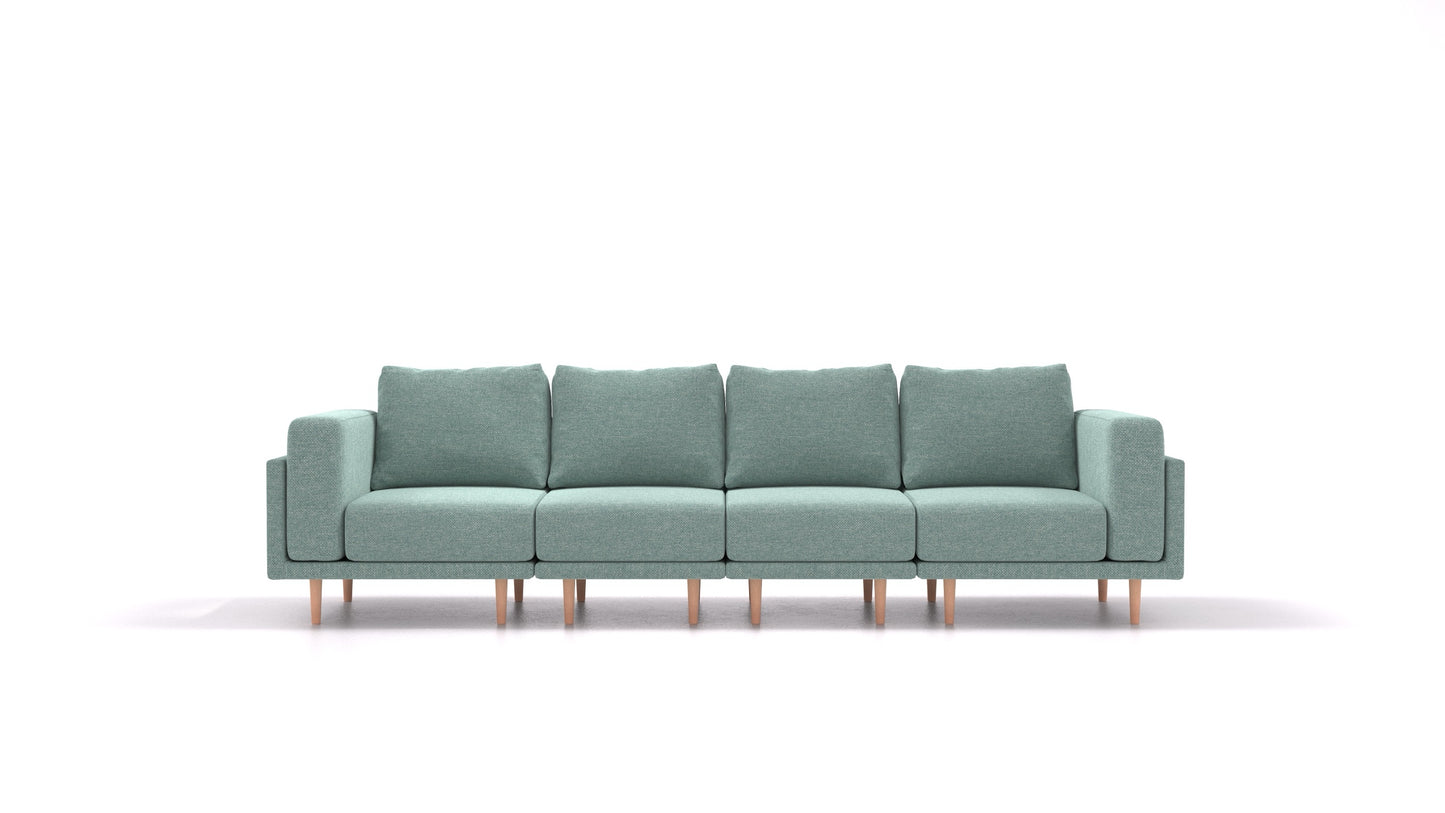 Clooods 4S, modularna sjedeća garnitura FEYDOM u tkanini Alure DE-75 Pastel Blue, svijetle noge