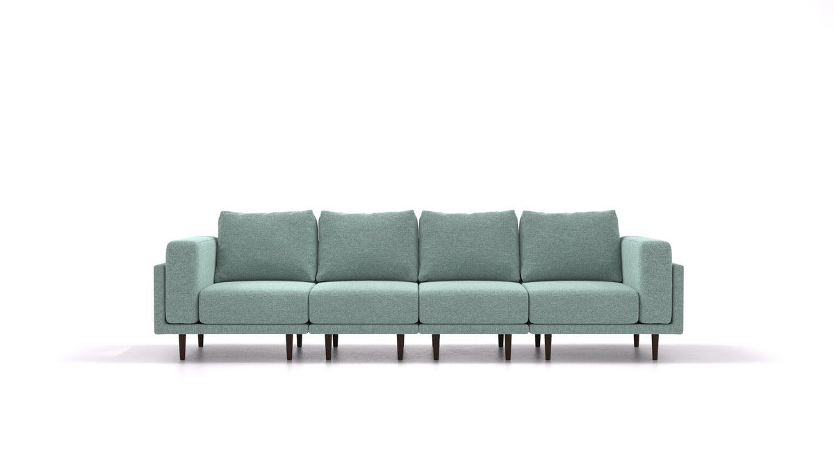 Clooods 4S, modularna sjedeća garnitura FEYDOM u tkanini Alure DE-75 Pastel Blue, tamne noge