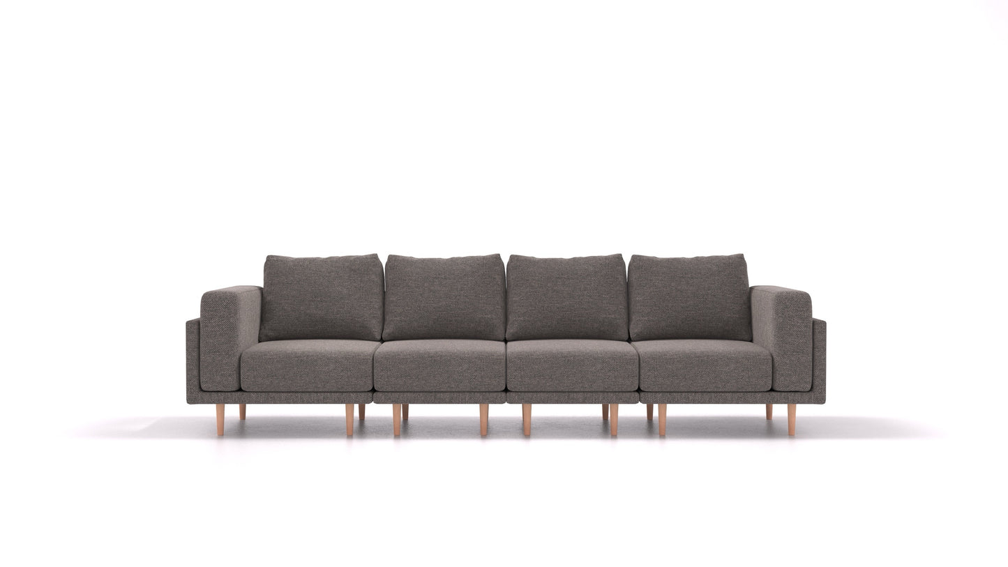 Clooods 4S, modularna sjedeća garnitura FEYDOM u tkanini Alure DE-92 Middle Grey, svijetle noge