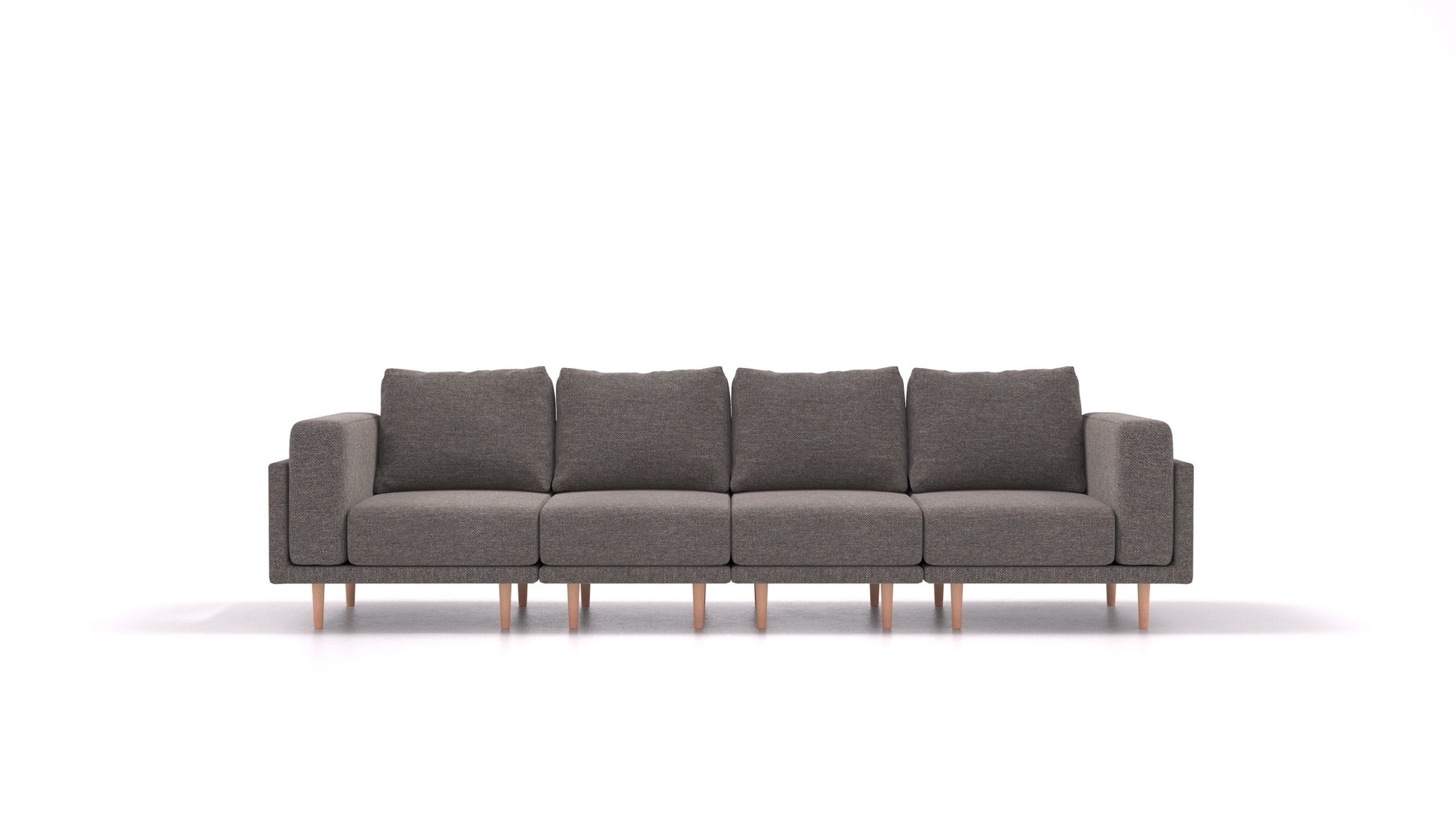 Clooods 4S, modularna sjedeća garnitura FEYDOM u tkanini Alure DE-92 Middle Grey, svijetle noge