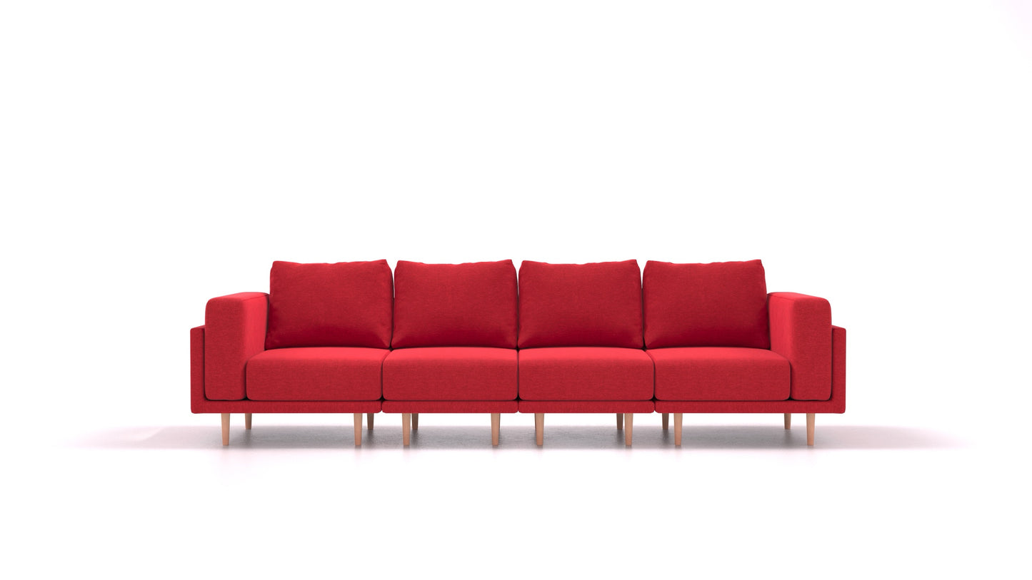 Clooods 4S, modularna sjedeća garnitura FEYDOM u tkanini Velare ET-11 Red, svijetle noge