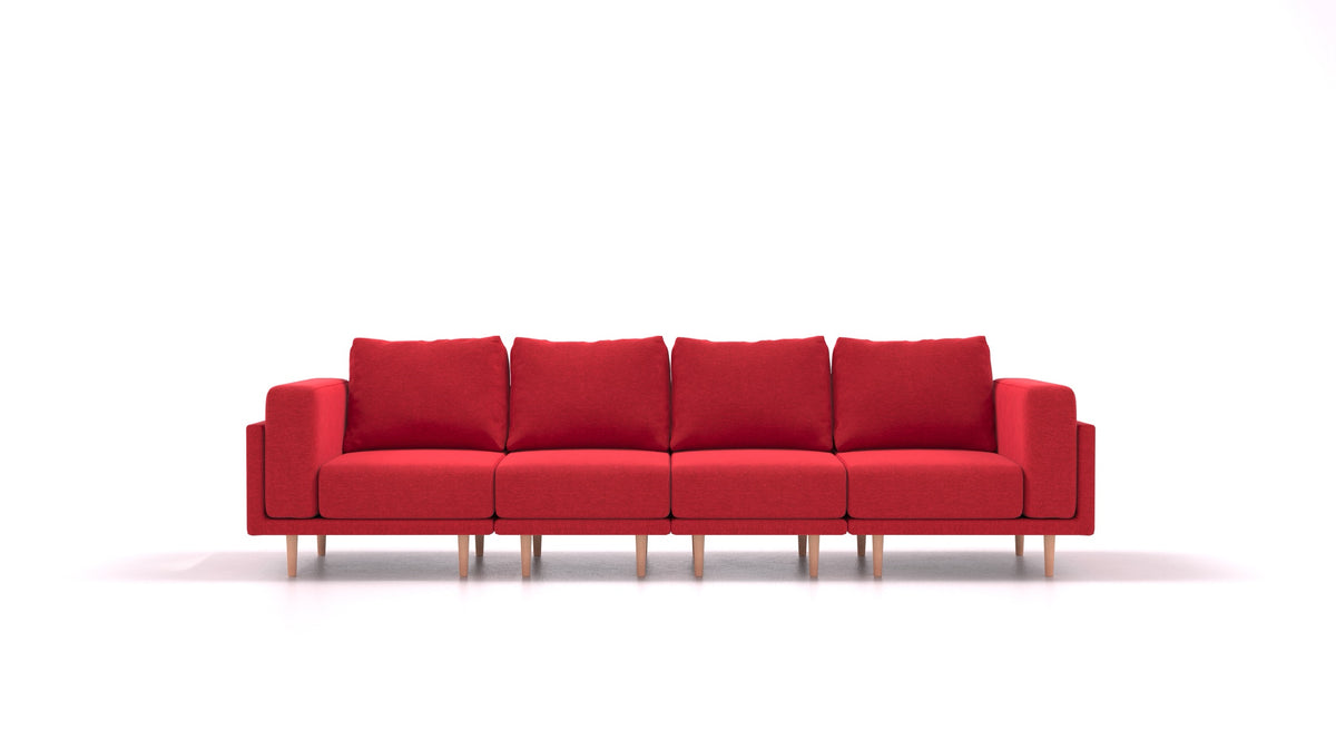Clooods 4S, modularna sjedeća garnitura FEYDOM u tkanini Velare ET-11 Red, svijetle noge