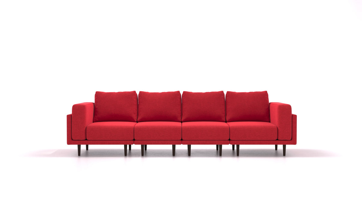 Clooods 4S, modularna sjedeća garnitura FEYDOM u tkanini Velare ET-11 Red, tamne noge