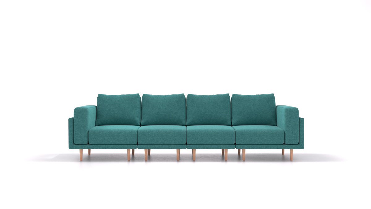 Clooods 4S, modularna sjedeća garnitura FEYDOM u tkanini Velare ET-16 Turquoise, svijetle noge