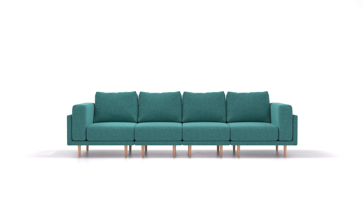 Clooods 4S, modularna sjedeća garnitura FEYDOM u tkanini Velare ET-16 Turquoise, svijetle noge