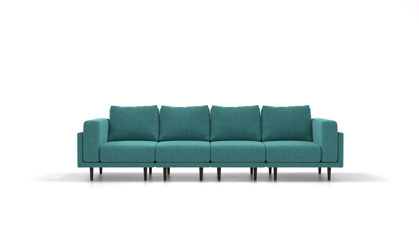 Clooods 4S, modularna sjedeća garnitura FEYDOM u tkanini Velare ET-16 Turquoise, tamne noge
