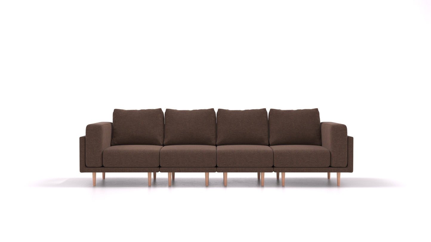 Clooods 4S, modularna sjedeća garnitura FEYDOM u tkanini Velare ET-27 Chocolate, svijetle noge