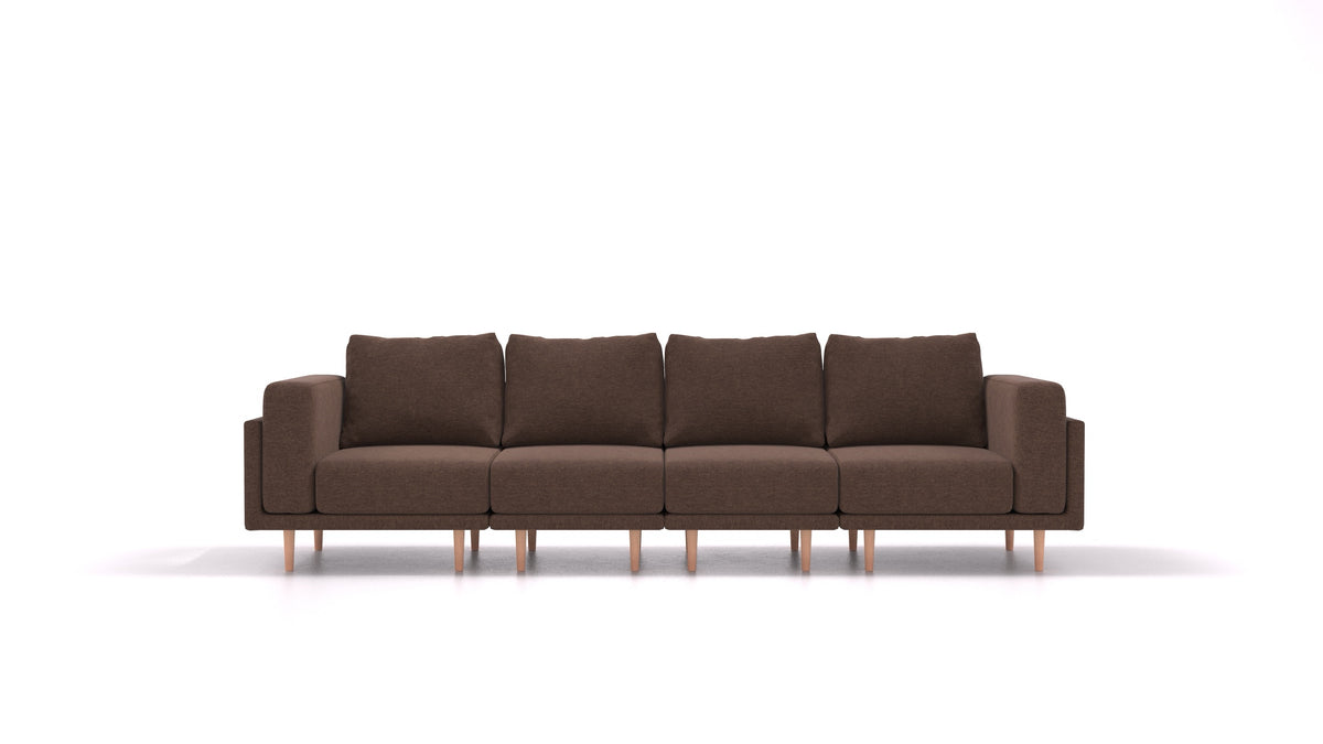 Clooods 4S, modularna sjedeća garnitura FEYDOM u tkanini Velare ET-27 Chocolate, svijetle noge