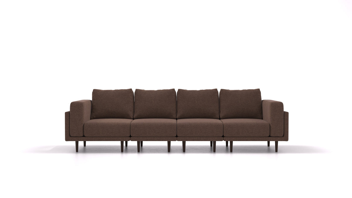 Clooods 4S, modularna sjedeća garnitura FEYDOM u tkanini Velare ET-27 Chocolate, tamne noge