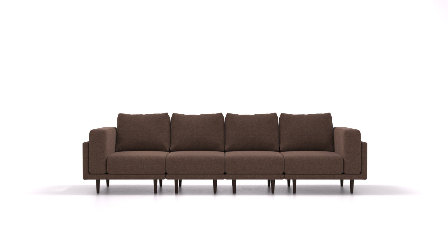 Clooods 4S, modularna sjedeća garnitura FEYDOM u tkanini Velare ET-27 Chocolate, tamne noge