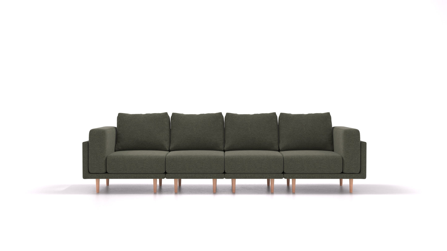 Clooods 4S, modularna sjedeća garnitura FEYDOM u tkanini Velare ET-38 Pine, svijetle noge