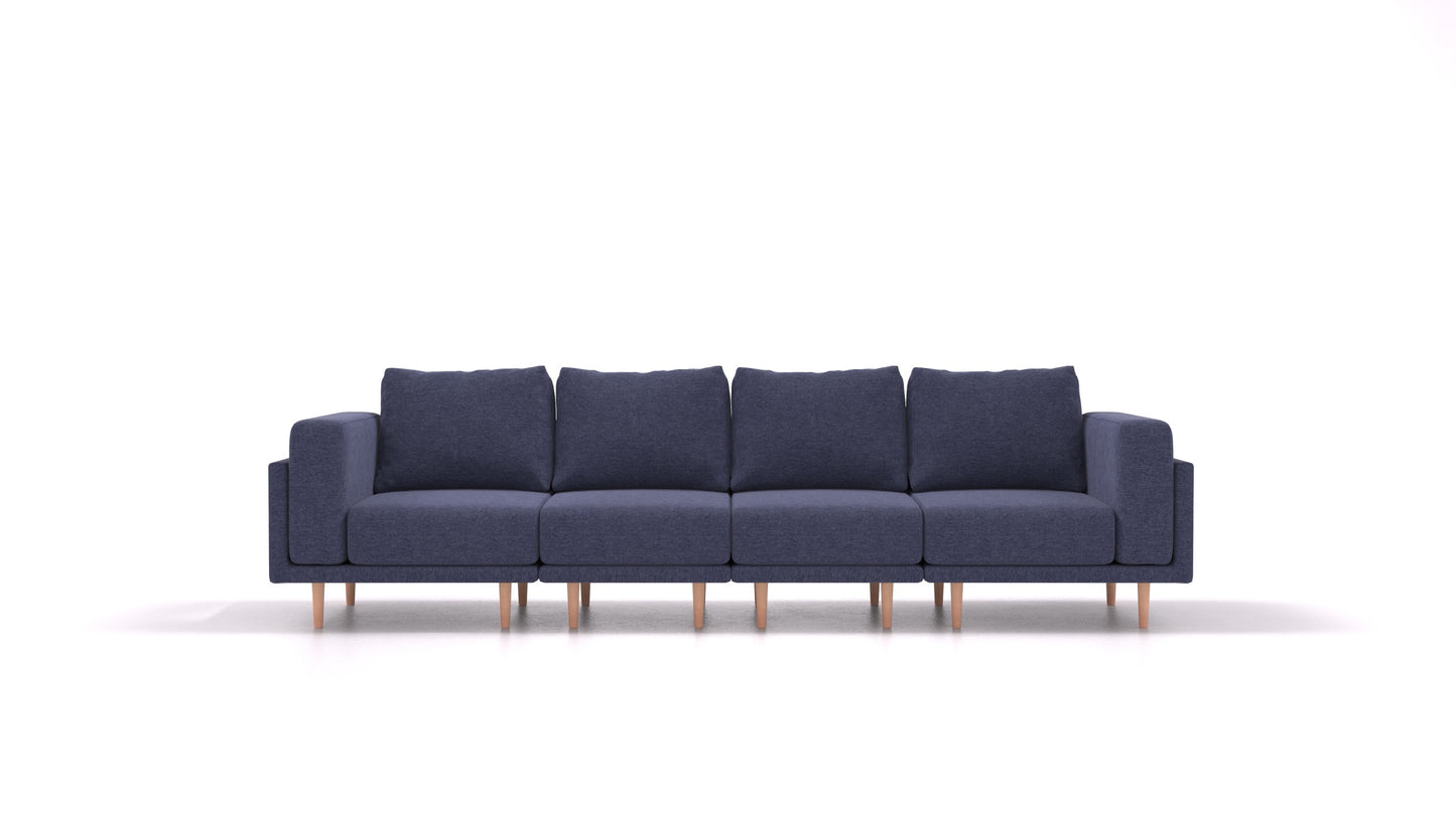 Clooods 4S, modularna sjedeća garnitura FEYDOM u tkanini Velare ET-80 Noble Blue, svijetle noge