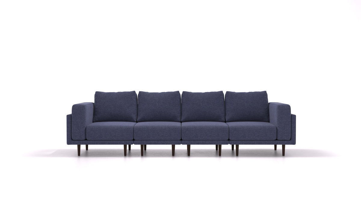 Clooods 4S, modularna sjedeća garnitura FEYDOM u tkanini Velare ET-80 Noble Blue, tamne noge